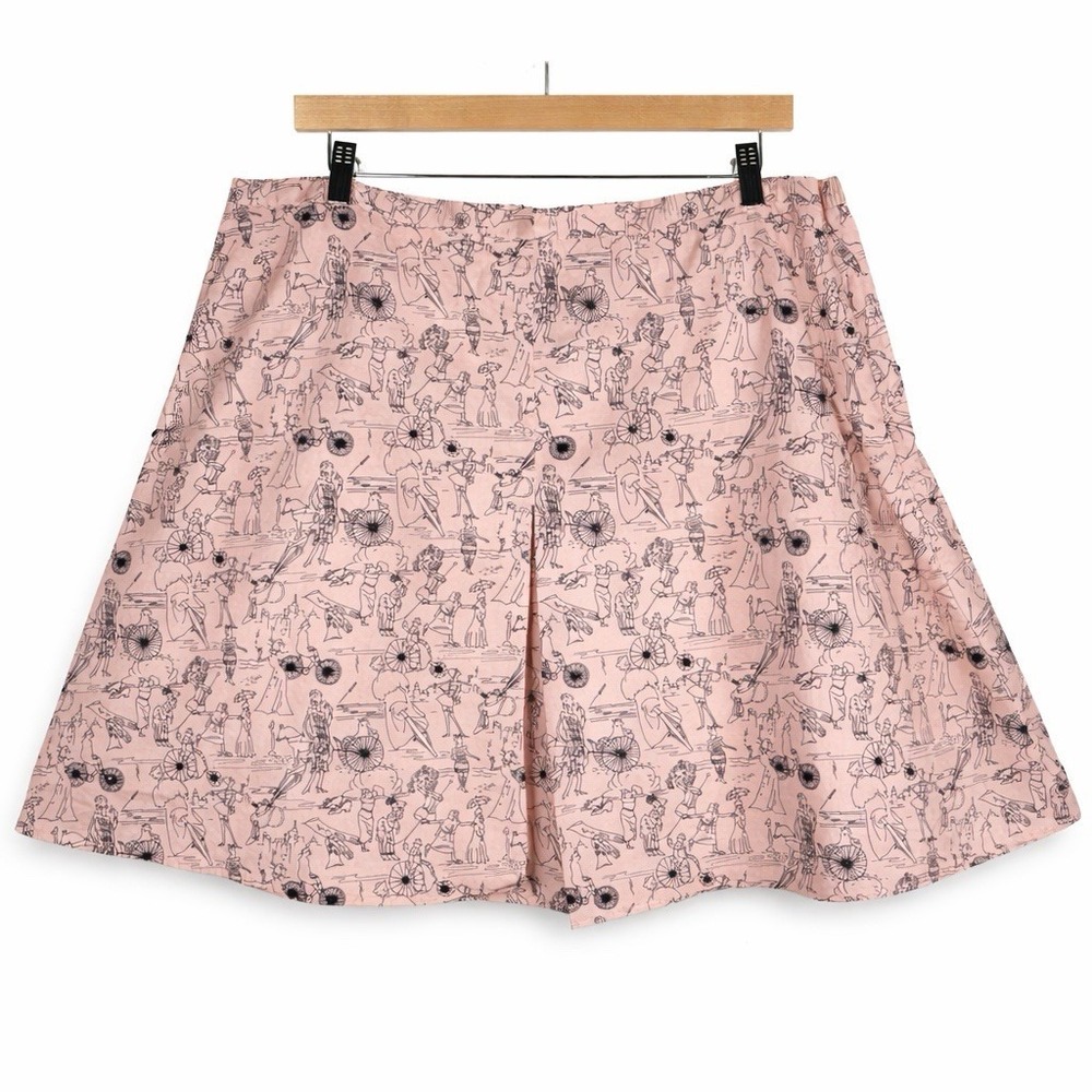 Vintage Novelty Print Skirt 16 W Renaissance Medieval Knights Twee Art Teacher
